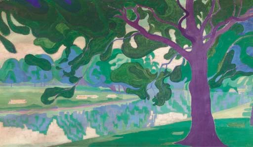 A sunny parc (recto) - A Swiss mountain landscape (verso)