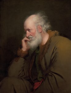 Study of an old man, half-length, in a brown fur-lined coat