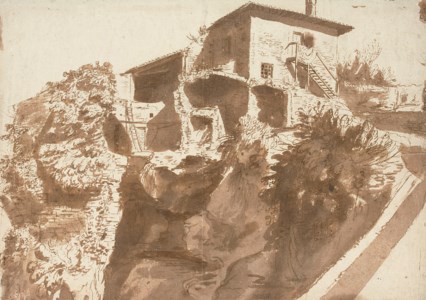 An Italian farmhouse on a rocky crag