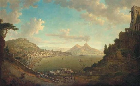 An extensive view of the Bay of Naples from Pausilipo, with Vesuvius beyond