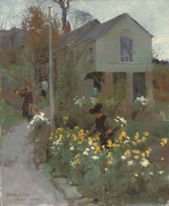Picking chrysanthemums