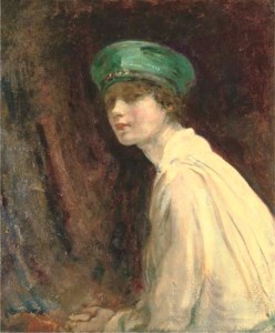 'The Green Hat', a portrait of Mrs Claude Johnson