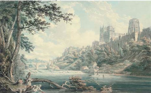 Durham Cathedral from the weir below Elvet Bridge, Durham