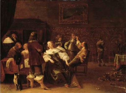 Elegant company making merry in an interior