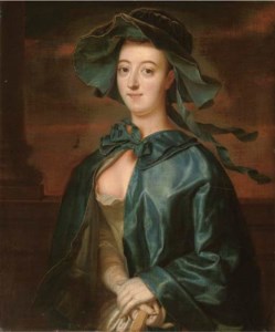Portrait of a lady, half-length, in a blue silk cape and hat
