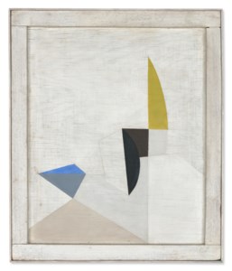 Composition with blue, black, brown and ochre