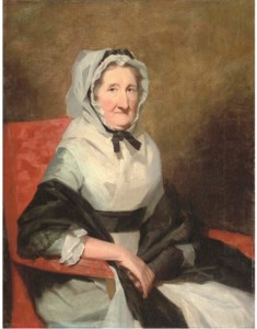 Portrait of Jean Gray, half-length, seated, in a grey dress with a black shawl and white bonnet