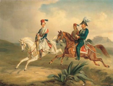 King Otto of Greece on Horseback with the Parthenon beyond