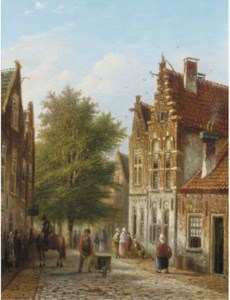 A sunny street in a Dutch town