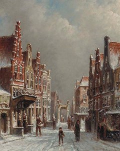 A snowcovered street in Alkmaar