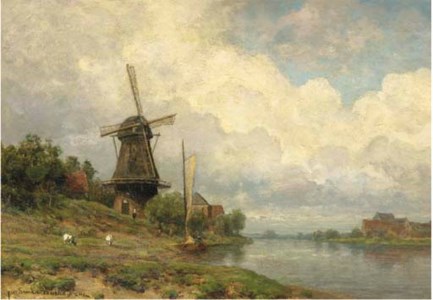Windmill by a river