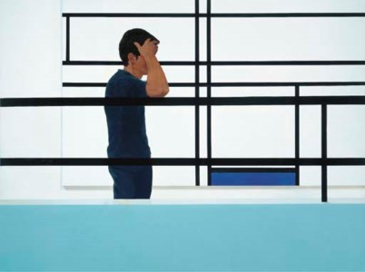 Mondrian (blau/weiß)