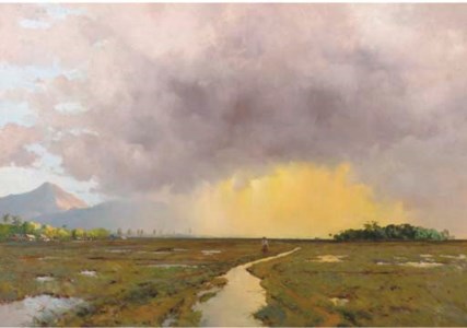 Indonesian landscape at dusk