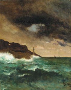The lighthouse at dusk