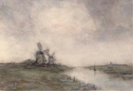 Polder landscape with windmills