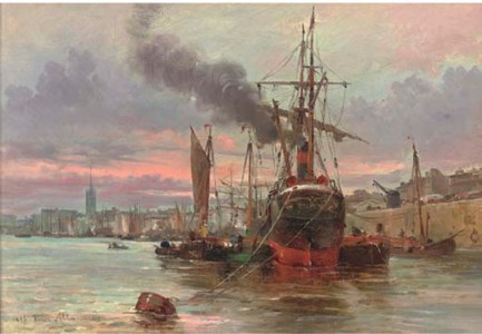 Vessels moored at the quay, a French port