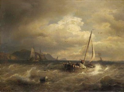 Fishing boats off the coast
