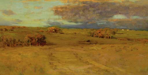 Rolling hills with a storm approaching
