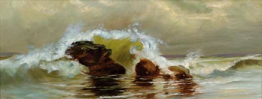 Waves crashing onshore