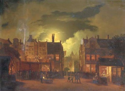 A street-fair by moonlight