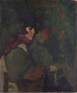 Portrait of a young woman, seated and turned to the right