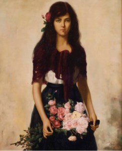 Girl with a spray of roses