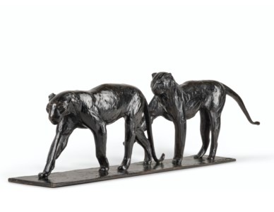 Deux léopards marchant