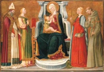 The Madonna and Child with a Bishop Saint, Saints Catherine of Alexandria, Margaret of Antioch and Francis of Assisi