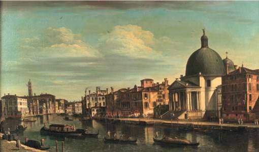 The Grand Canal, Venice, looking north-east, with the Church of San Simeone Piccolo