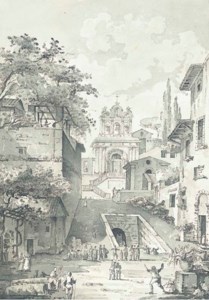 A capriccio reminiscent of the Spanish Steps, Rome