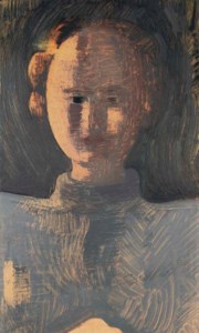 Graue Figur mit heller Hand