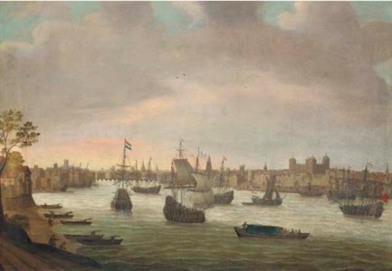 View of the Thames from Southwark, looking towards the Tower of London and London Bridge