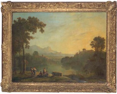 River mouth with peasants dancing