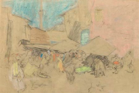 Market in Constantinople - a study (recto); Men conversing - a study (verso)