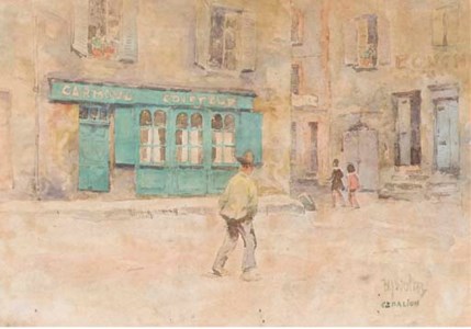 A village square in summer