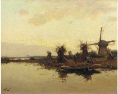Late summer: cornsheaves by the riverside