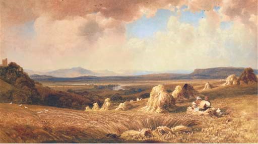 Harvesters in the fields above the Valley of the Lune, Cumbria
