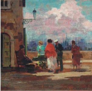 Street sellers on the quay, Livorno