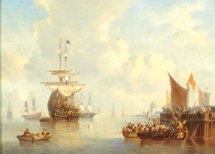 Sailing vessels in calm seas offshore