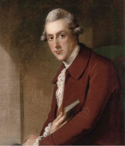 Portrait of James White (1745-1825), seated half-length, in a maroon coat, holding a book in his right hand