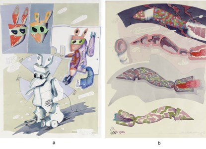 a. El zorro signed, dated and titled 'Benedit/78, El Zorro, 1' (lower right) watercolor and pencil on paper 30 x 22¼ in. (76 x 56.5 cm.) Executed in 1978. b. Cohete del hombre gato signed, dated and titled 'Benedit/79, Cohete del Hombre Gato, A' (lower right) watercolor and pencil on paper 30 x 22¼ in. (76 x 56.5 cm.) Executed in 1979.