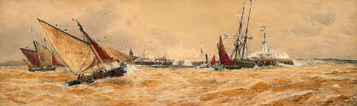A blustery day off the harbour mouth, Boulogne