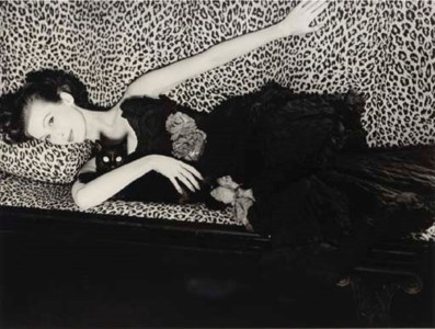 Mary Jane Russell in Dior Dress, Paris, 1950; Mary Jane Russell on Leopard Sofa, Paris, 1951