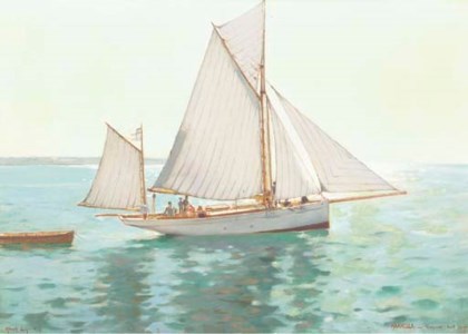 The 'Aranella' sailing off the coast of Cannes, France