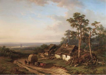 Geldersch Landschap: a panoramic river landscape with farmers returning home