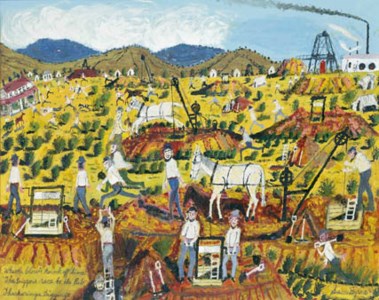 Whistle blows knock off time/the Diggers ran to the pub/Thackaringa Diggins