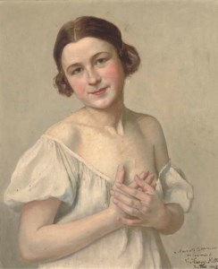 Portrait of young lady, half-length