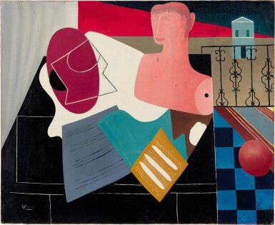 Composizione con busto rosso