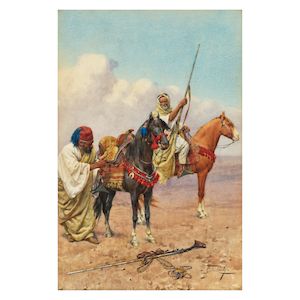 Giulio Rosati (Italian, 1858-1917) A pause on patrol