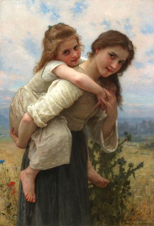 William Adolphe Bouguereau (French, 1825-1905) Fardeau agréable (Pleasant Burden) (Painted in 1895.)